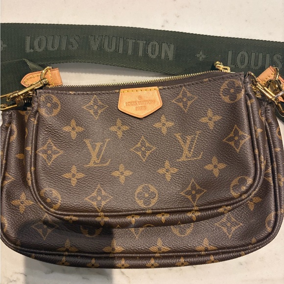 Louis Vuitton Multi Pochette Accessoires Monogram Crossbody Khaki (Green Strap) - Picture 1 of 9